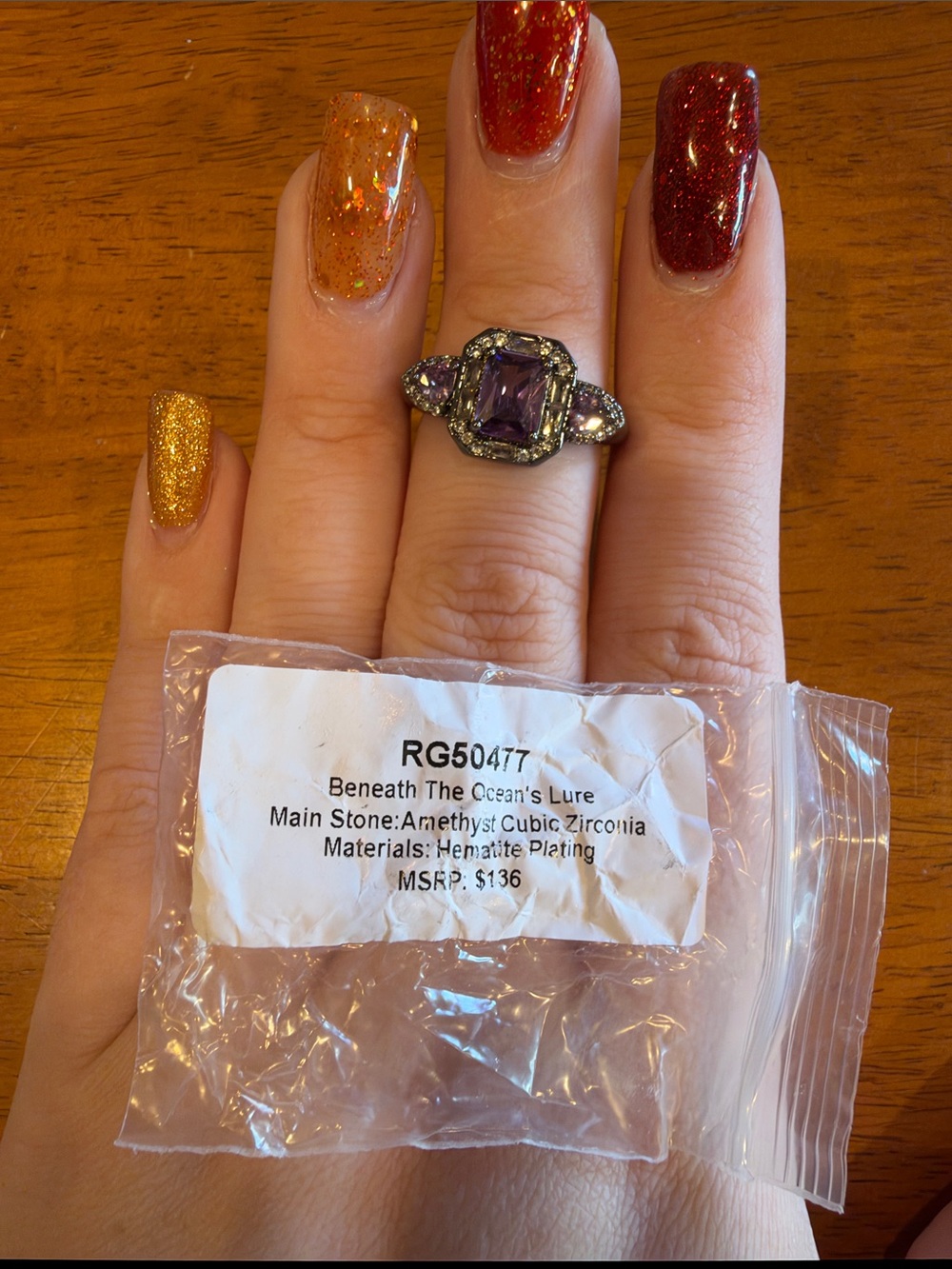 Beneath The Ocean's Lure Amethyst Halo Ring - Purple